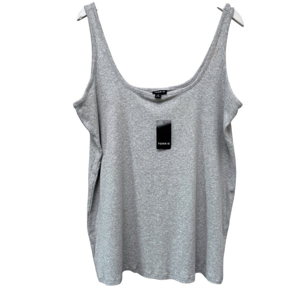 TORRID Tank Top Plus Size 3X (Torrid 3) Heather Gray Ribbed Knit NWT